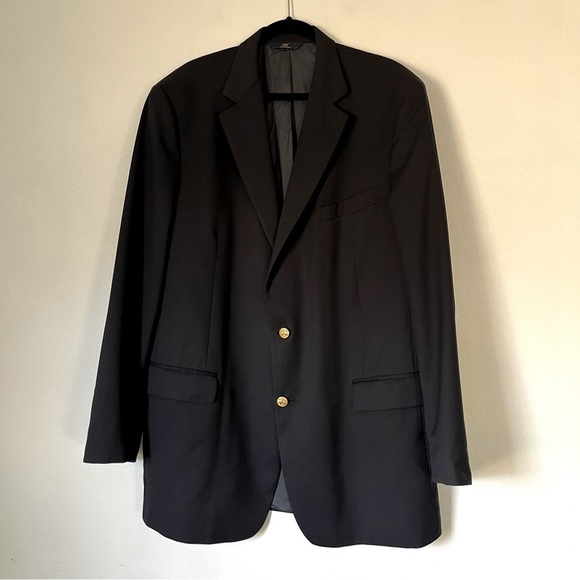 Brooks Brothers 346 Classic Navy Wool 2 Gold Button Blazer Sport Coat 46XL - Picture 1 of 11